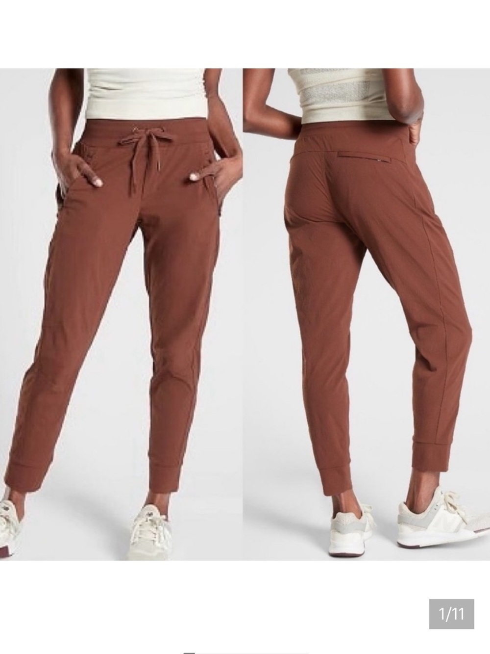 Athleta Trekkie North Jogger Pants with Drawstring Waist in a Rich Cognac color